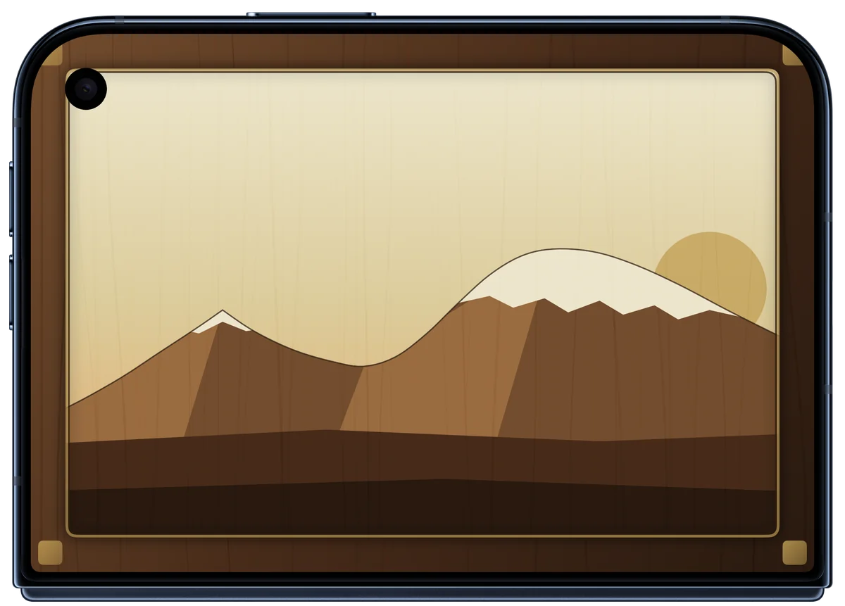 Closed iPhone Duo showing the board's inlaid lid with Mount Ararat