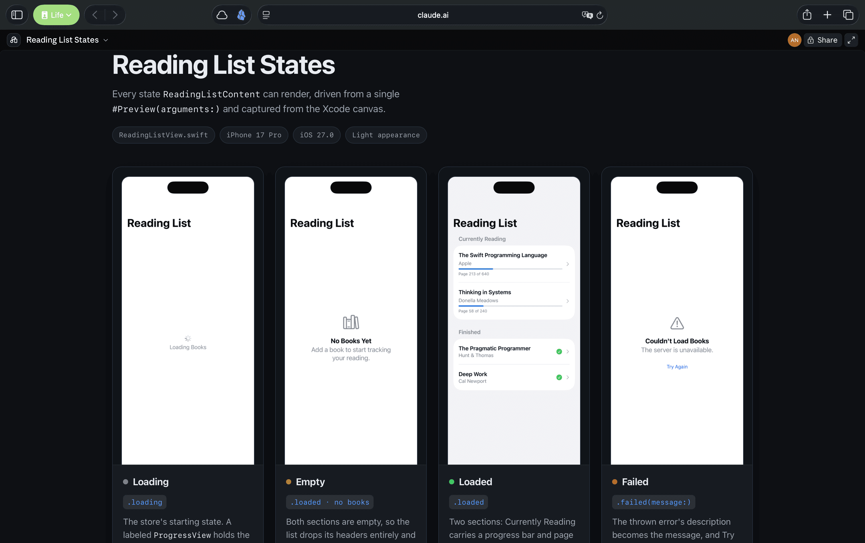 Preview states published as an artifact