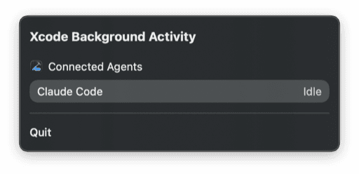 Xcode Background Activity menu bar item